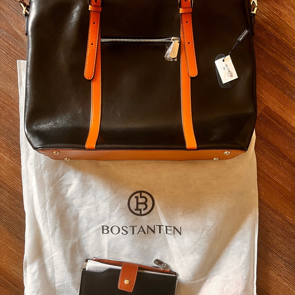 Black and Brown Leather women’s laptop business tote